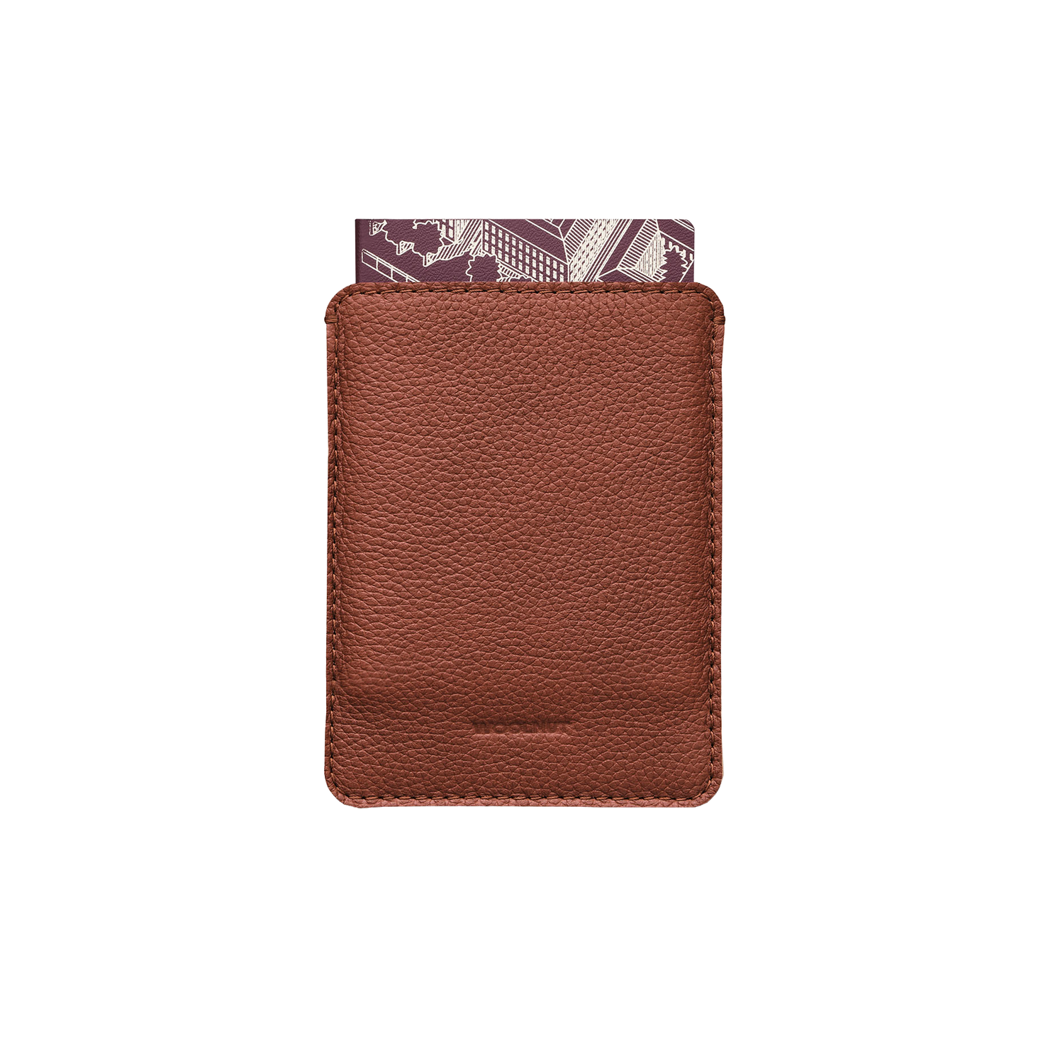 Woolnut Leather Sleeve for Passport - Cognac
