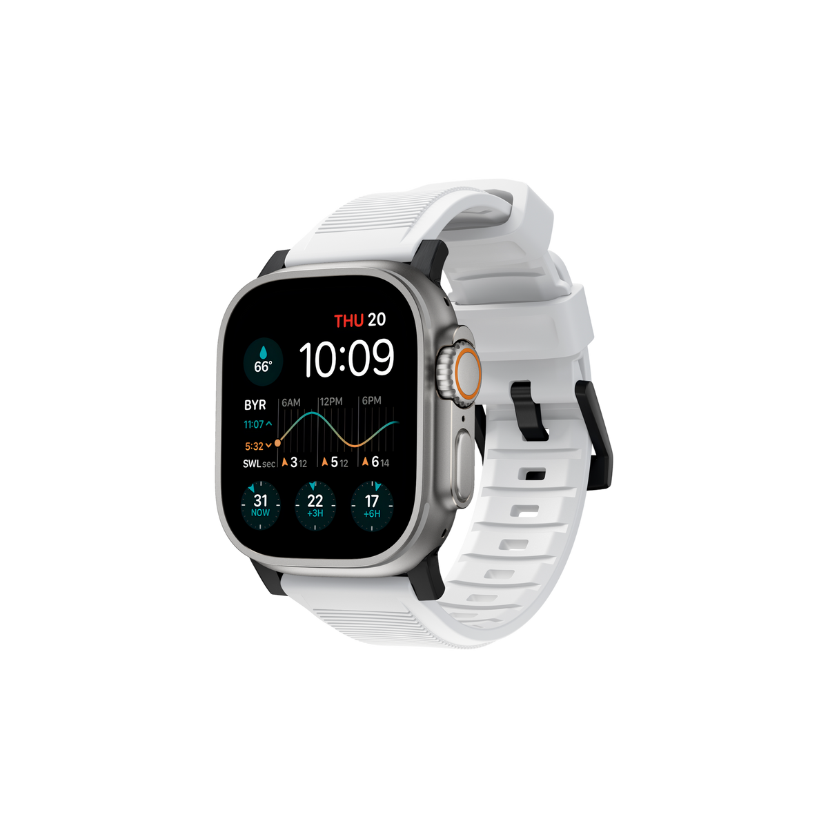 Nomad Rugged Band - 46/49mm - White - Black Hardware - Limited Edition